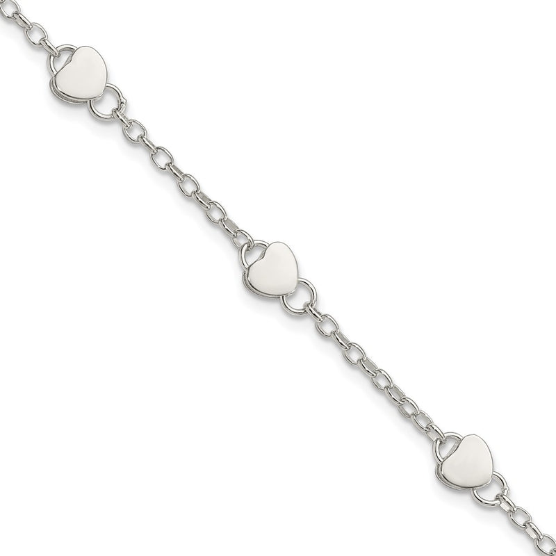 Sterling Silver Heart Childs 5 Inch Plus 1 Ext. Bracelet