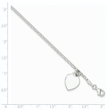 6 Inch Sterling Silver Engraveable Heart In Childs Bracelet
