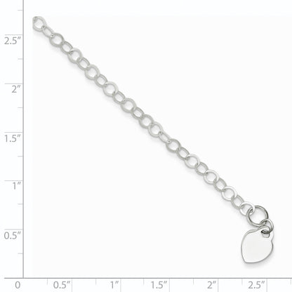 6 Inch Sterling Silver Engraveable Heart Charm Childs Bracelet