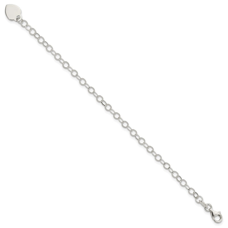 6 Inch Sterling Silver Engraveable Heart Charm Childs Bracelet