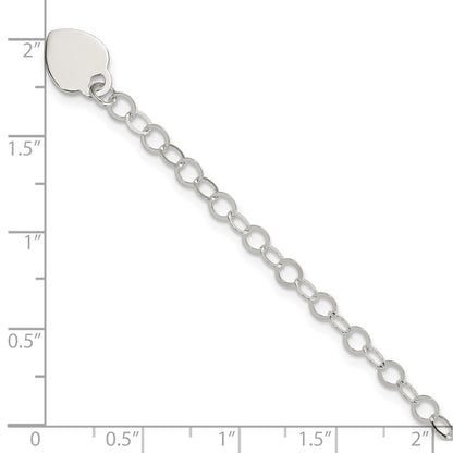 6 Inch Sterling Silver Engraveable Heart Charm Childs Bracelet