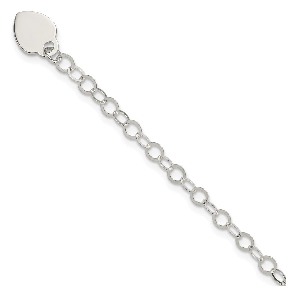 6 Inch Sterling Silver Engraveable Heart Charm Childs Bracelet