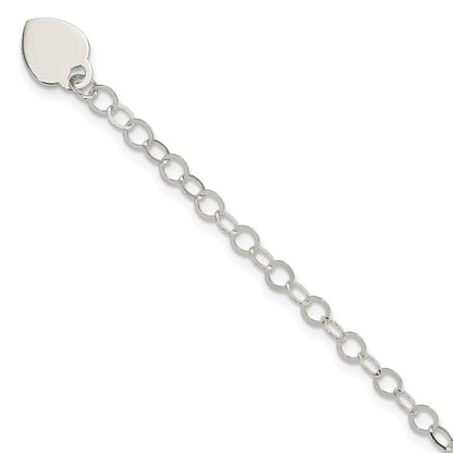 6 Inch Sterling Silver Engraveable Heart Charm Childs Bracelet