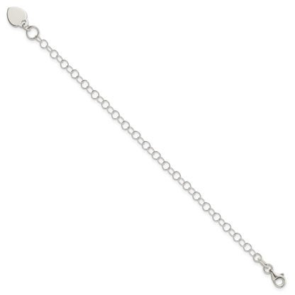 6 Inch Sterling Silver Heart Charm Childs Bracelet