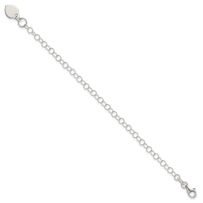 6 Inch Sterling Silver Heart Charm Childs Bracelet