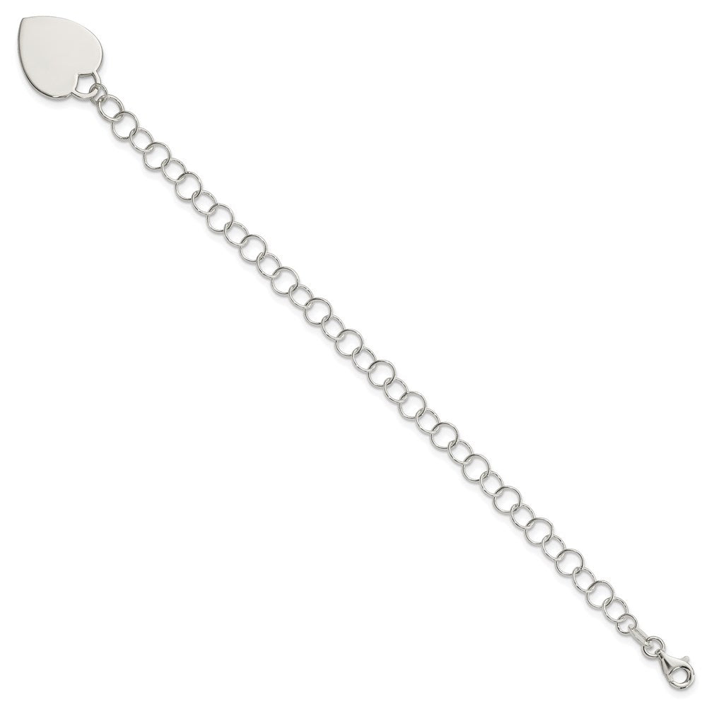6 Inch Sterling Silver Engraveable Heart Childs Bracelet
