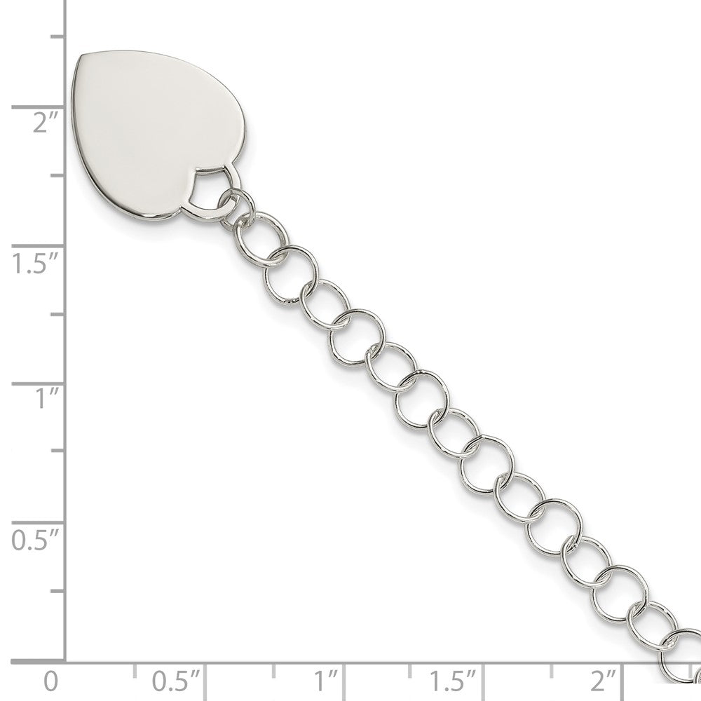 6 Inch Sterling Silver Engraveable Heart Childs Bracelet