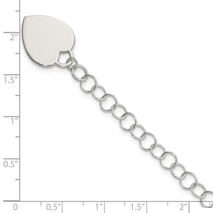 6 Inch Sterling Silver Engraveable Heart Childs Bracelet