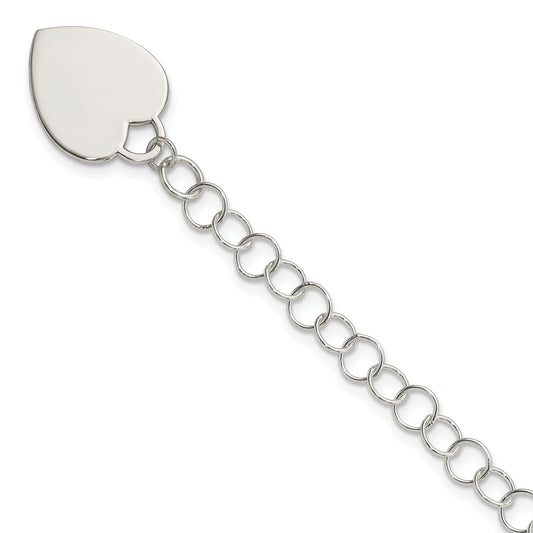 6 Inch Sterling Silver Engraveable Heart Childs Bracelet