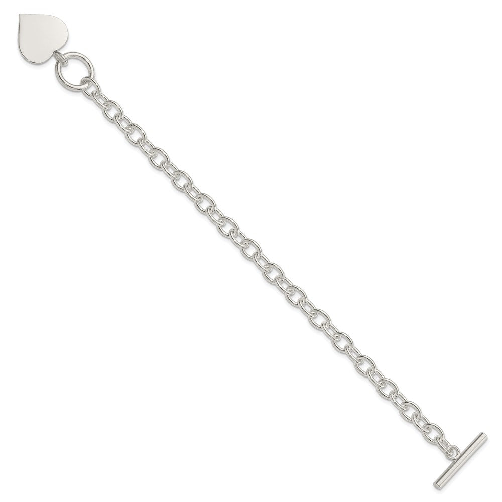 7.5 Inch Sterling Silver Engraveable Heart Bracelet
