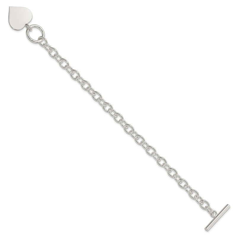 7.5 Inch Sterling Silver Engraveable Heart Bracelet