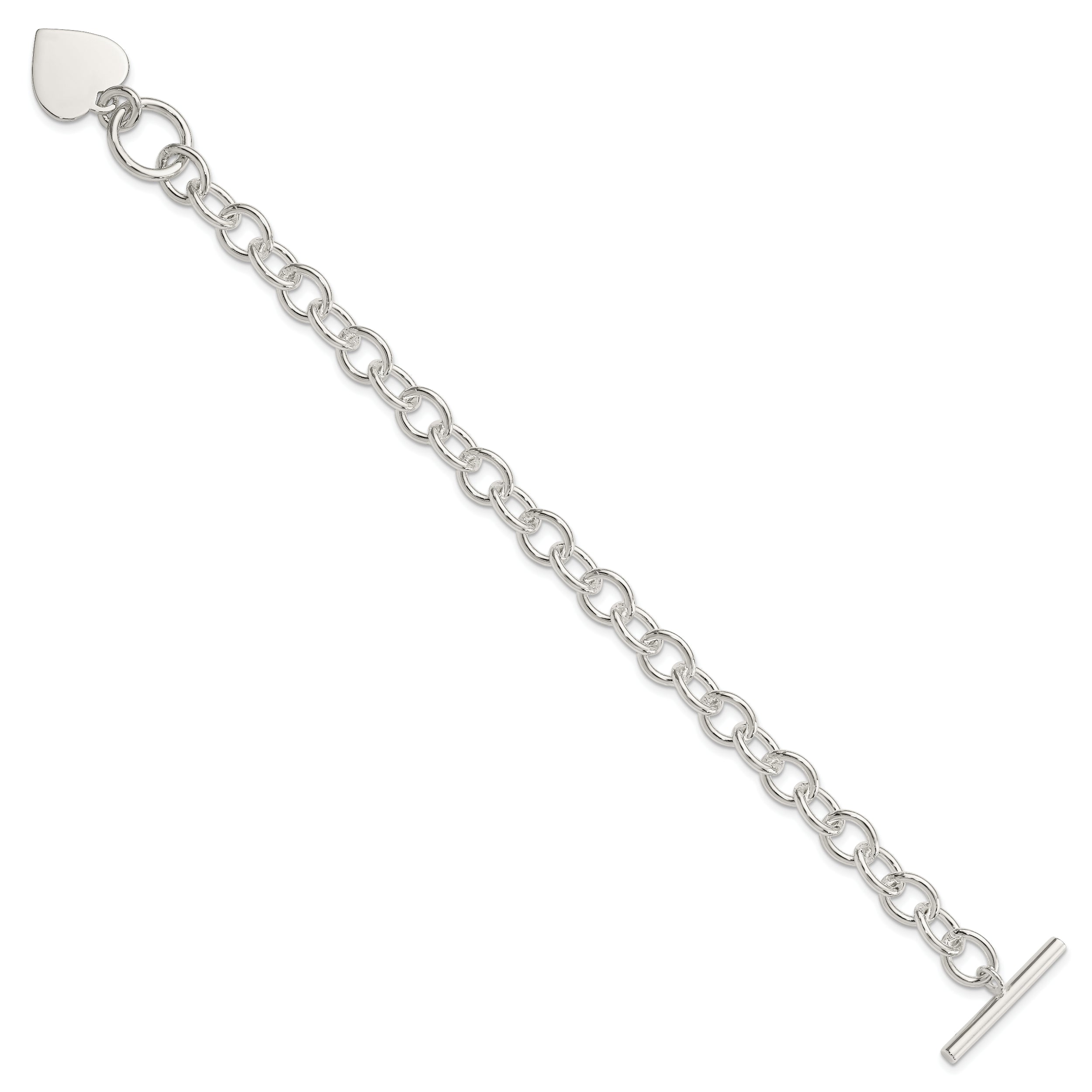 7.5 Inch Sterling Silver Engraveable Heart Fancy Link Bracelet