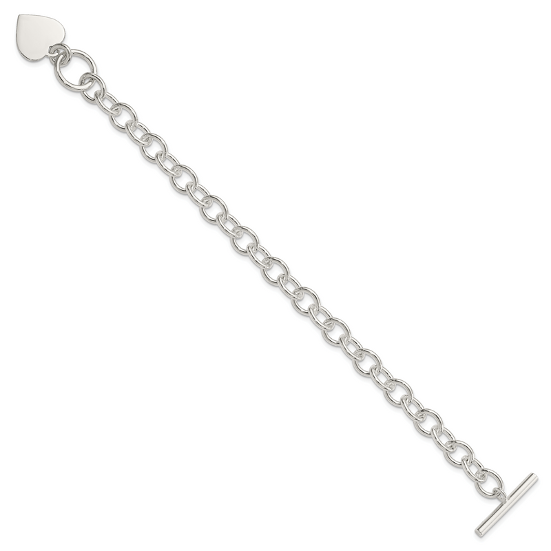7.5 Inch Sterling Silver Engraveable Heart Fancy Link Bracelet