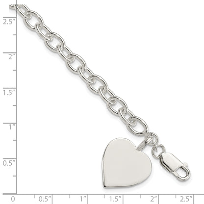 7.25 Inch Sterling Silver Engraveable Heart Fancy Link Bracelet