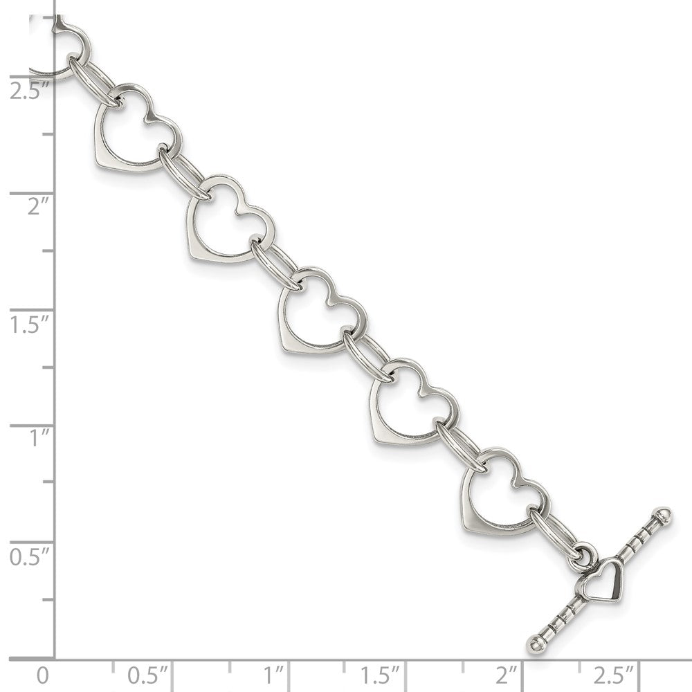 7.5 Inch Sterling Silver Heart And Circle Link Bracelet