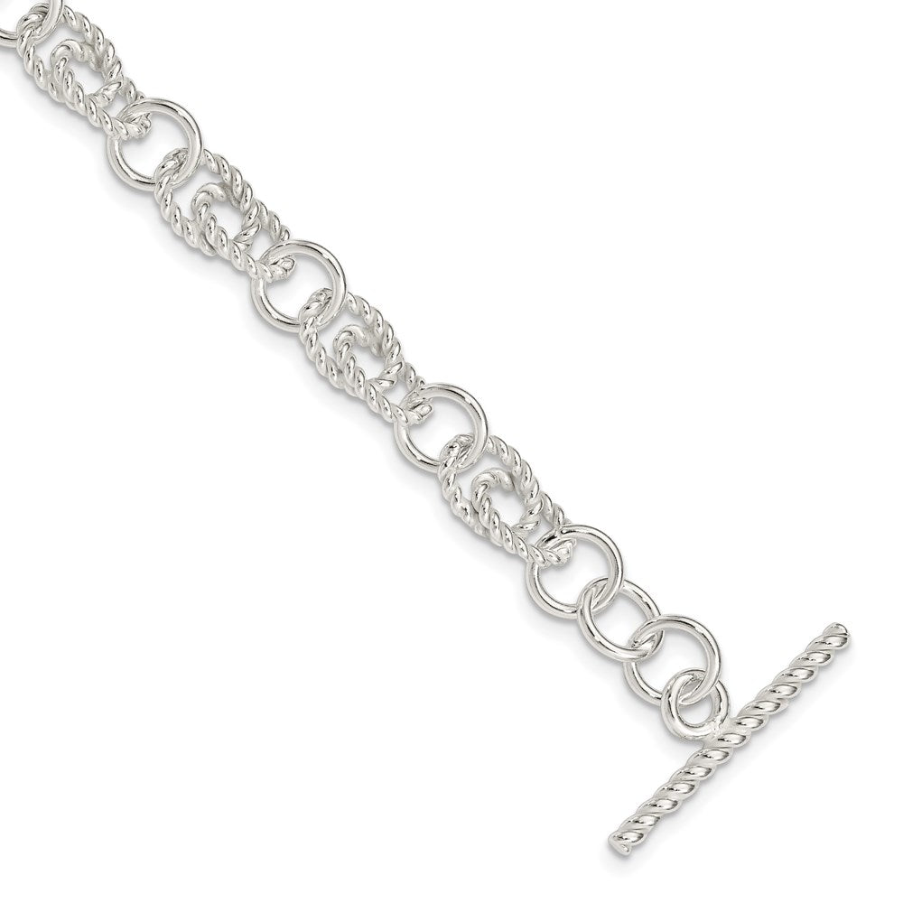 7 Inch Sterling Silver Double Twist Link Bracelet