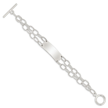 7.25 Inch Sterling Silver Double Strand Oval Link Id Bracelet