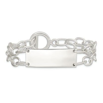 7.25 Inch Sterling Silver Double Strand Oval Link Id Bracelet