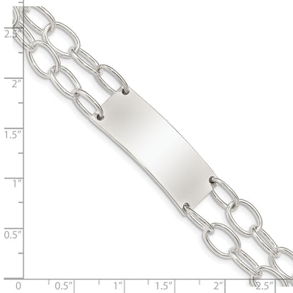 7.25 Inch Sterling Silver Double Strand Oval Link Id Bracelet