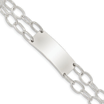 7.25 Inch Sterling Silver Double Strand Oval Link Id Bracelet