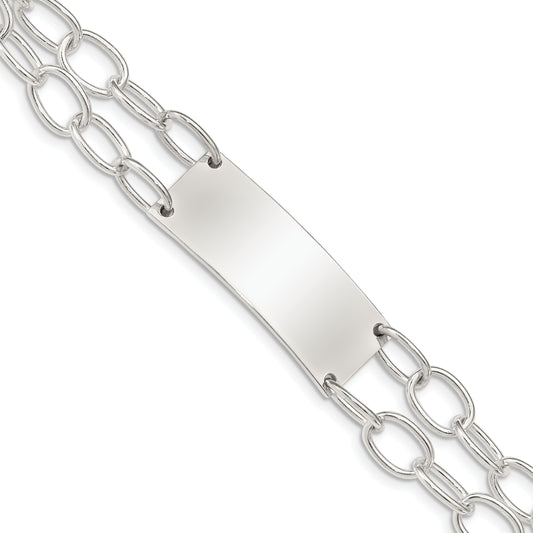 7.25 Inch Sterling Silver Double Strand Oval Link Id Bracelet