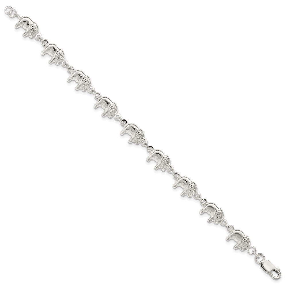 7 Inch Sterling Silver Elephant Bracelet