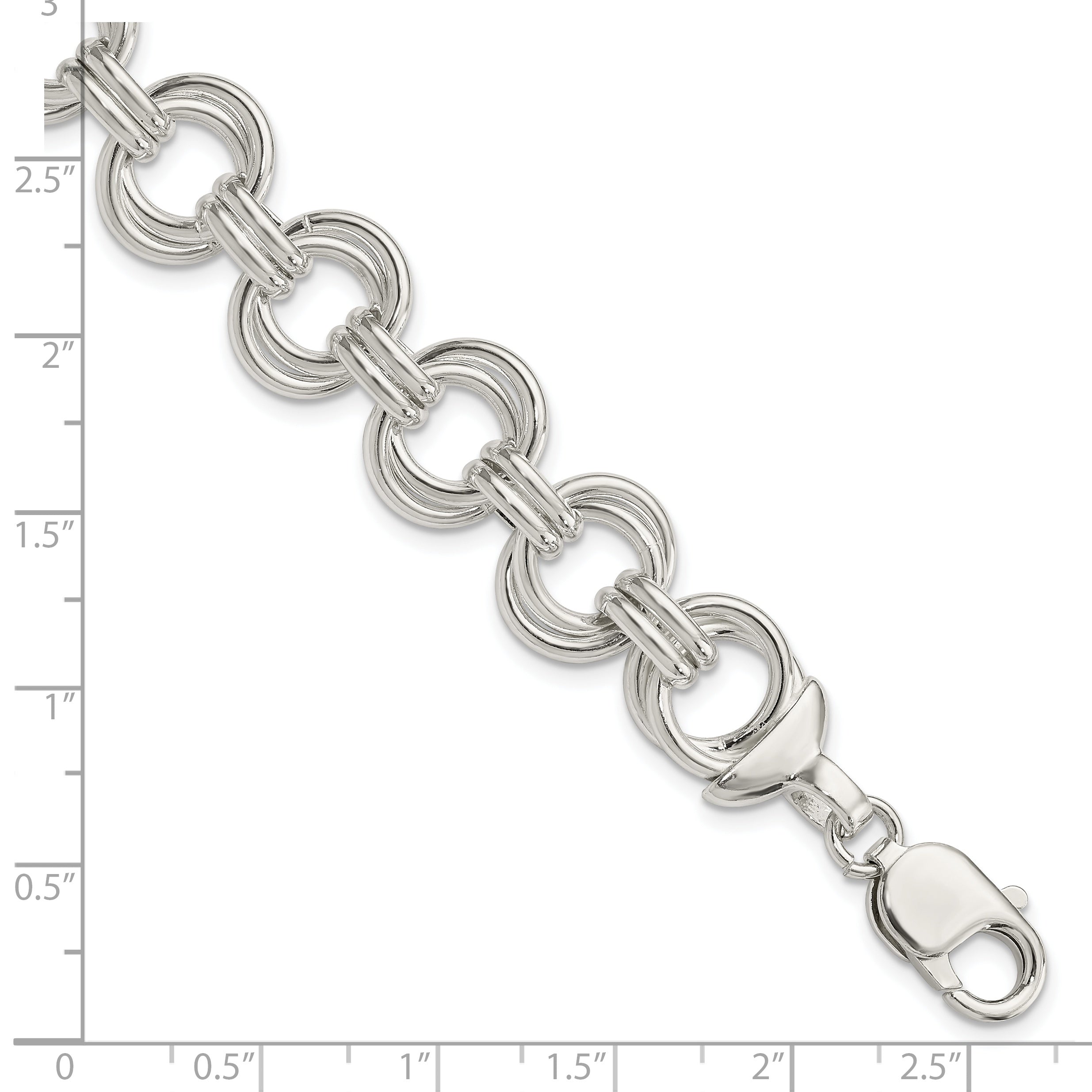 7.5 Inch Sterling Silver Fancy Link Bracelet