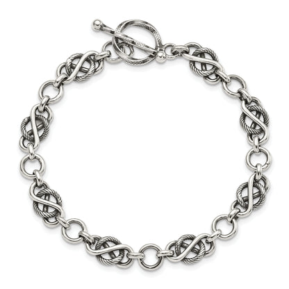 7.5 Inch Sterling Silver Antiqued Fancy Link Bracelet