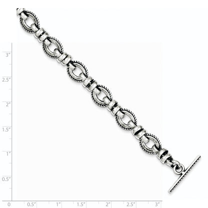 7.5 Inch Sterling Silver Antiqued Fancy Link Bracelet