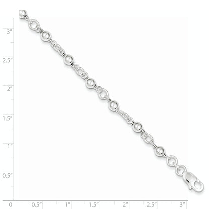7 Inch Sterling Silver Beaded Fancy Link Bracelet
