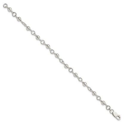 7 Inch Sterling Silver Beaded Fancy Link Bracelet
