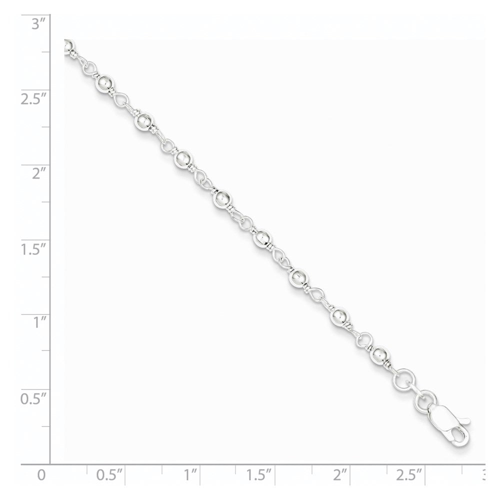 7.25 Inch Sterling Silver Bead And Link Bracelet