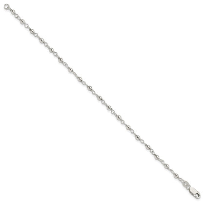 7.25 Inch Sterling Silver Bead And Link Bracelet