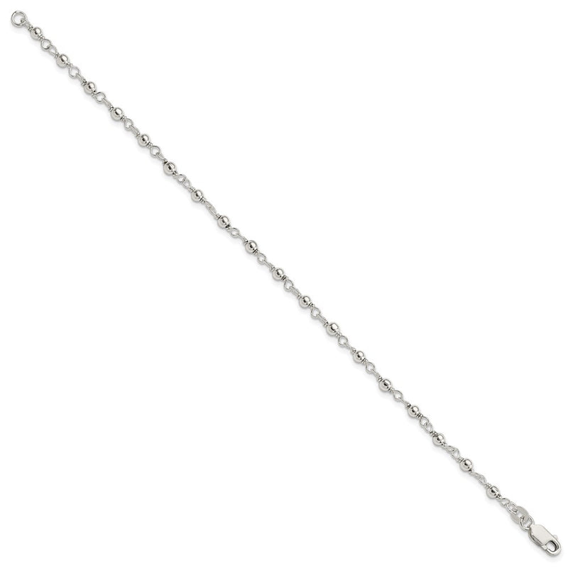 7.25 Inch Sterling Silver Bead And Link Bracelet
