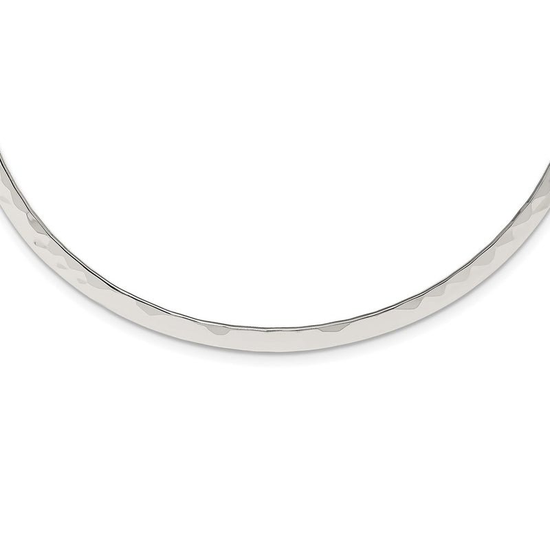 Sterling Silver Polished Hammered 6mm Neck Collar