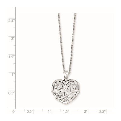 Sterling Silver Rhodium-Plated Mom Necklace