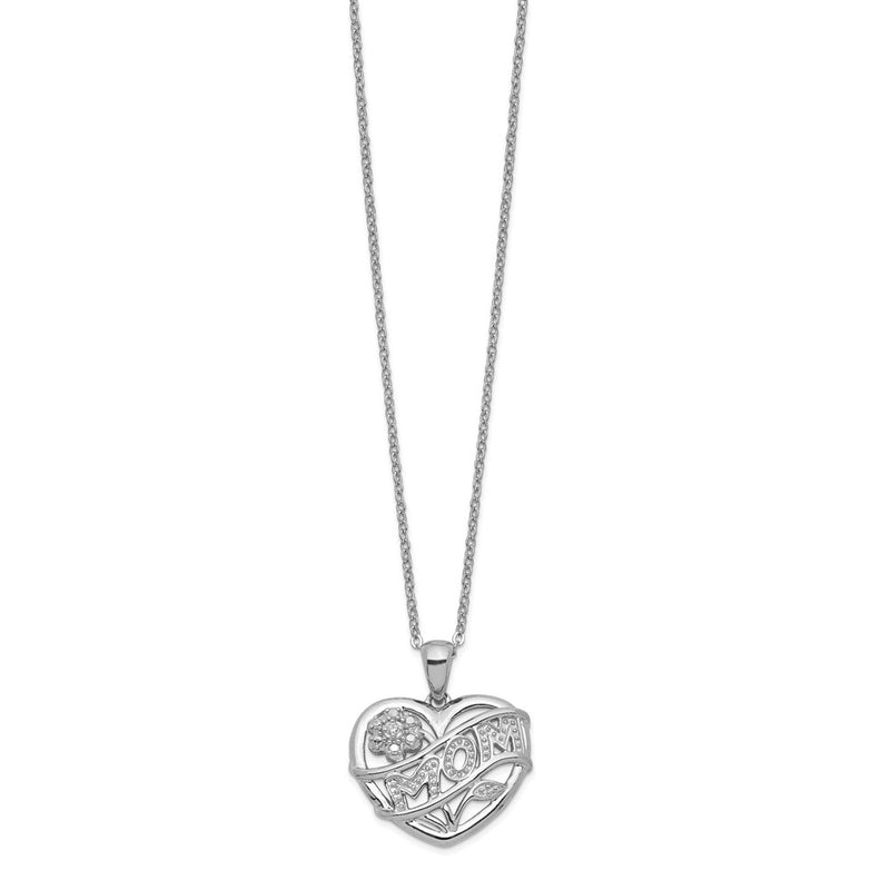 Sterling Silver Rhodium-Plated Mom Necklace