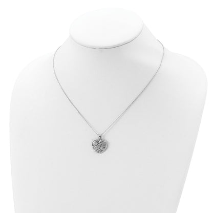 Sterling Silver Rhodium-Plated Mom Necklace