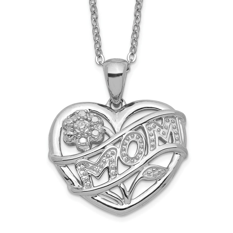 Sterling Silver Rhodium-Plated Mom Necklace