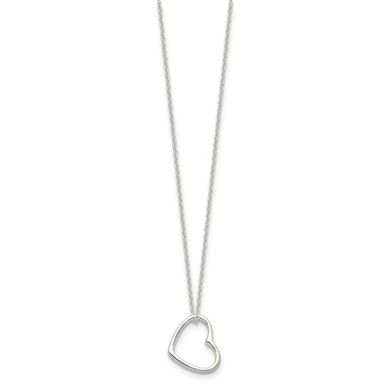 Sterling Silver Heart 14 In W/2 Ext Necklace