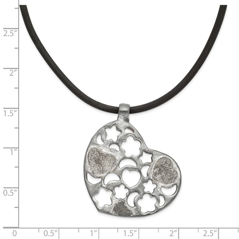 Sterling Silver Heart Cord Necklace