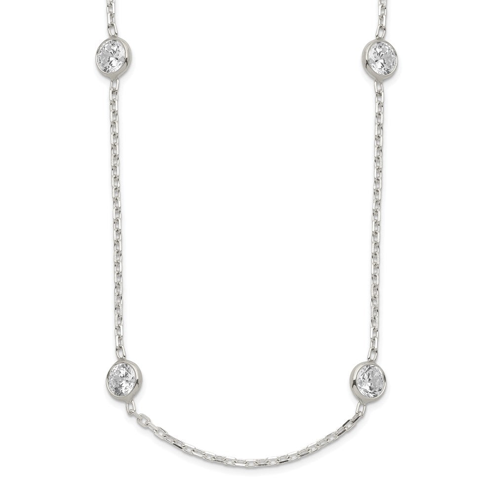Sterling Silver 16 Inch W/2 In Ext. 8-Station Cz Necklace