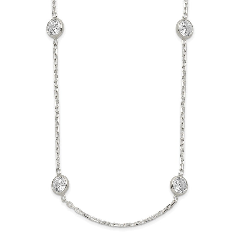 Sterling Silver 16 Inch W/2 In Ext. 8-Station Cz Necklace