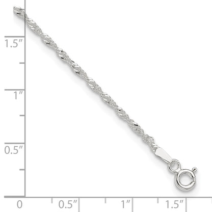 Sterling Silver Singapore 9In Plus 1In Ext. Anklet