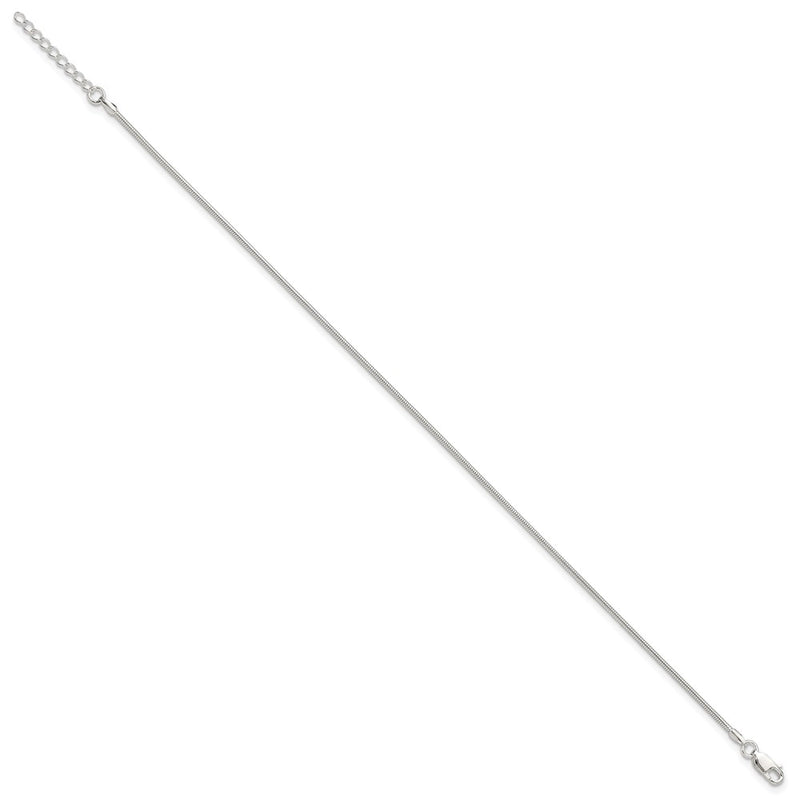 9 Inch Sterling Silver 1.5mm Round Snake Chain 9In Plus 1In Ext. Anklet