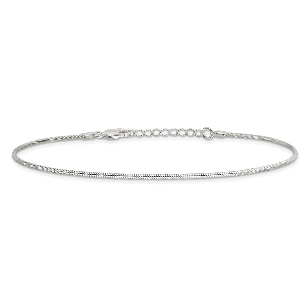 9 Inch Sterling Silver 1.5mm Round Snake Chain 9In Plus 1In Ext. Anklet
