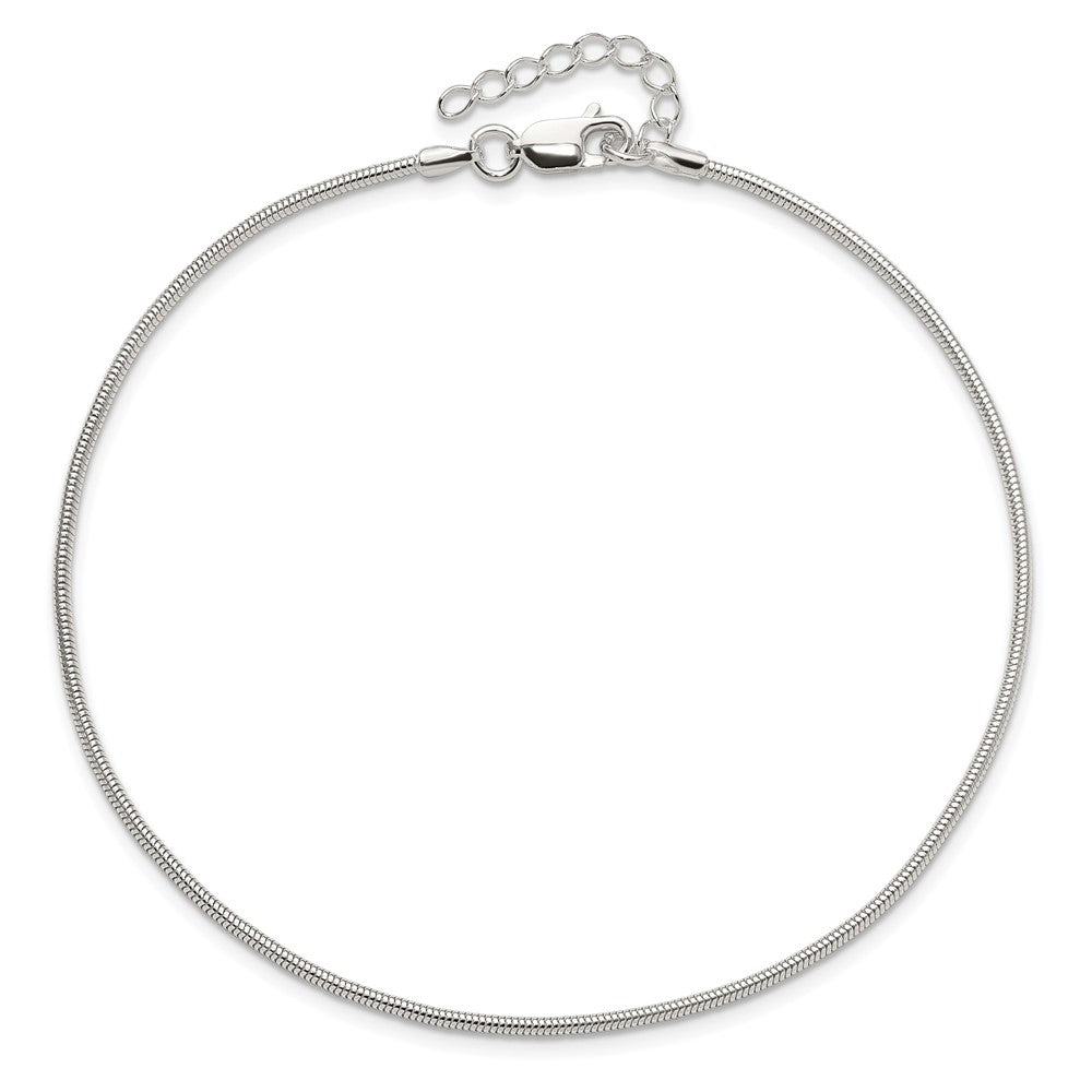 9 Inch Sterling Silver 1.5mm Round Snake Chain 9In Plus 1In Ext. Anklet