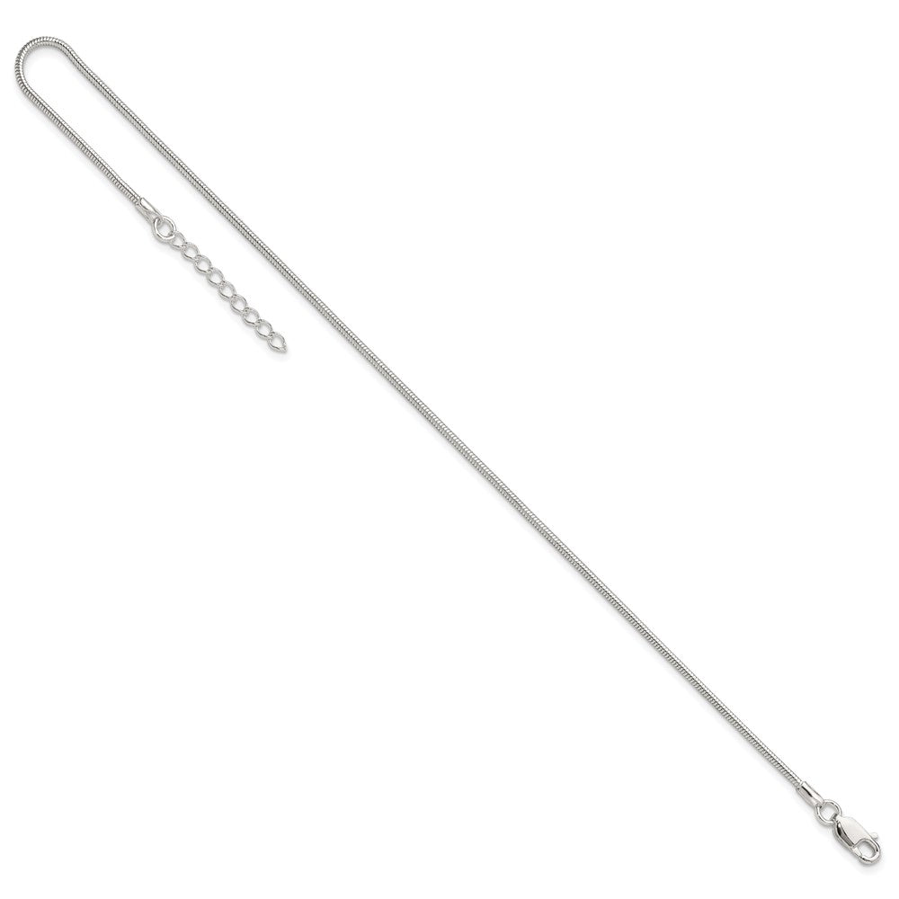 9 Inch Sterling Silver 1.5mm Round Snake Chain 9In Plus 1In Ext. Anklet