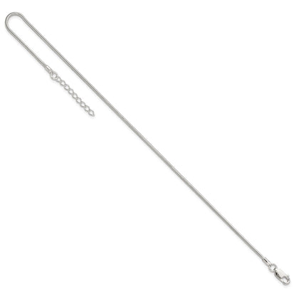 9 Inch Sterling Silver 1.5mm Round Snake Chain 9In Plus 1In Ext. Anklet