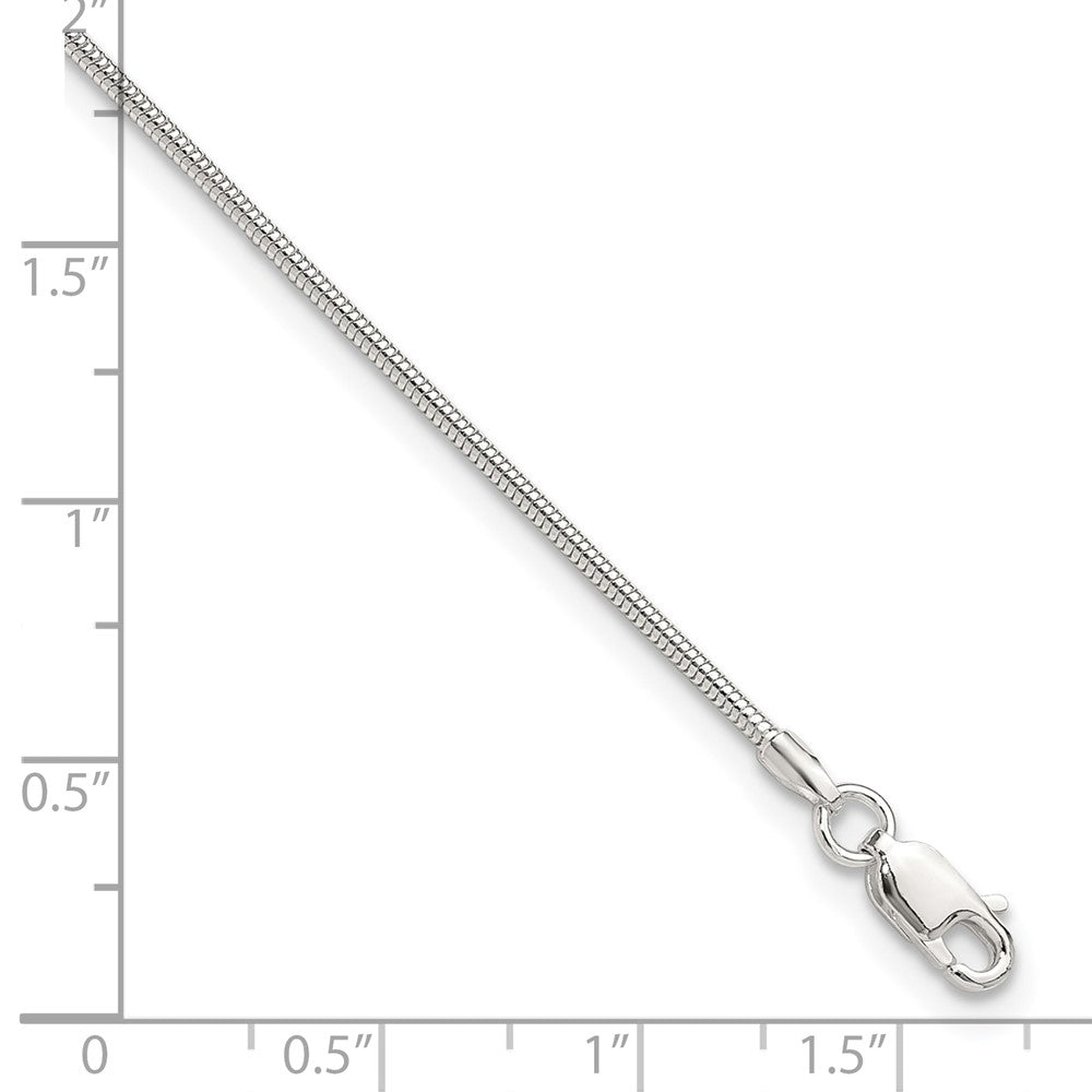9 Inch Sterling Silver 1.5mm Round Snake Chain 9In Plus 1In Ext. Anklet